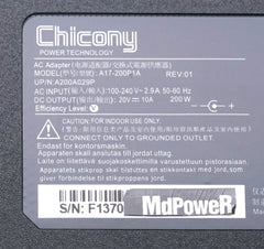 For Chicony 20V 10A 200W A15-200P1A A21-200P2B A200A022P Laptop AC Adapter for MSI KATANA 15 B12VEK B12VFK B12VGK B13VEK Charger