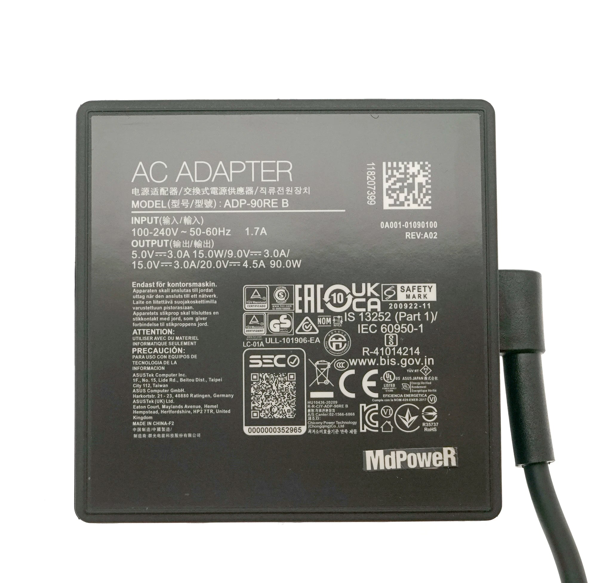 Genuine ADP-90RE B 20V 4.5A USB Type C AC Adapter Charger for Asus VivoBook S 14 M3402RA K3402ZA VivoBook S 15 M3502QA Laptop