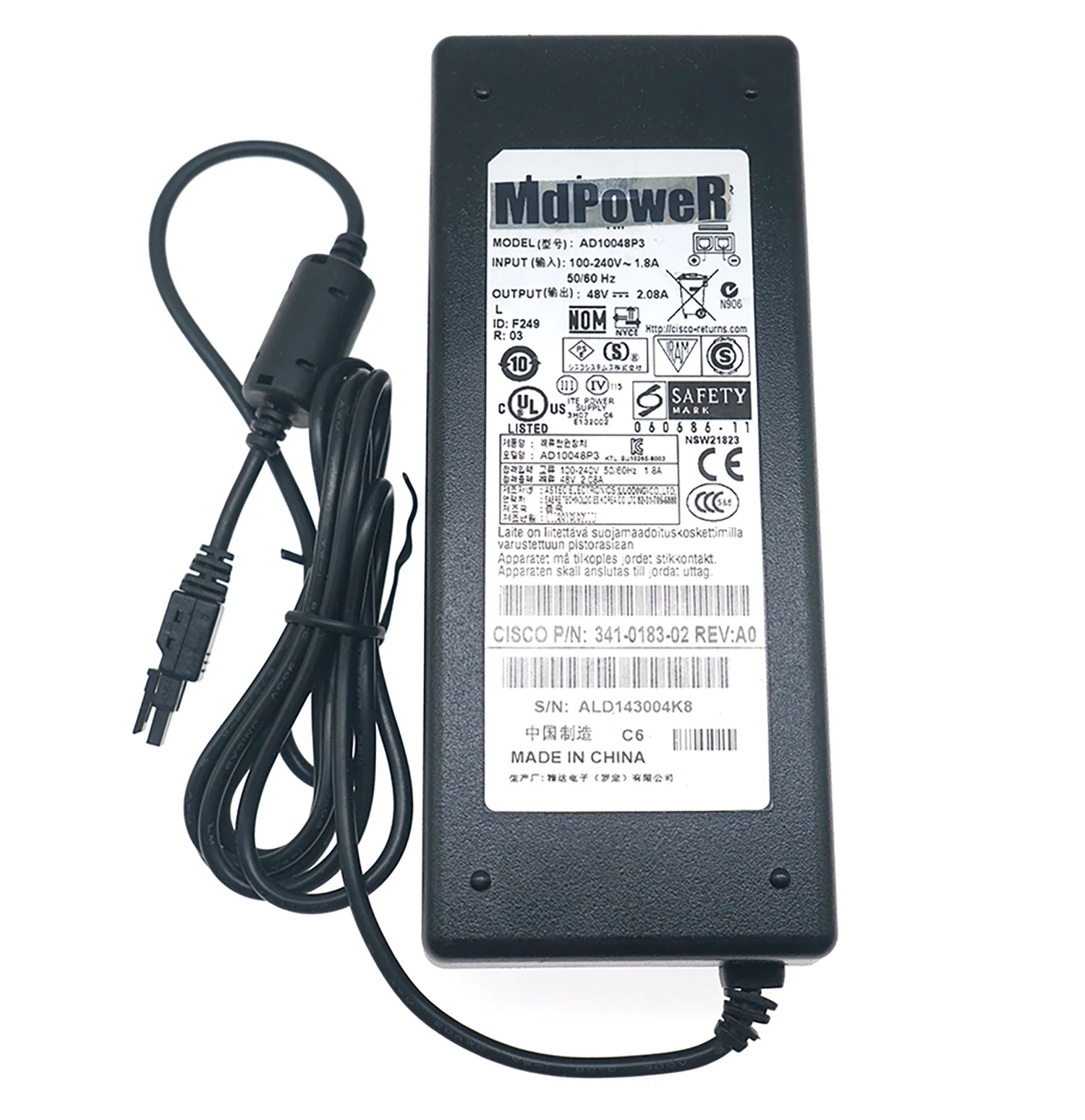 Original AC/DC Adapter AD10048P3 48V 2.08A for CISCO ASA5505-PWR-AC WLC2106 ASA5505 341-0183-02 Firewall Charger Power Supply
