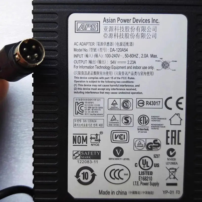 Genuine APD DA-120A54 AC Adapter Charger 54V 2.23A 120W 4PIN (Din ) Power Supply