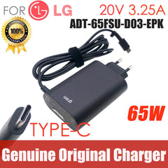 Genuine 65W USB Type C 20V 3.25A  Portable AC Adapter Fast Power Charger For LG gram 15Z970 17Z90Q 16Z95PD ADT-65FSU-D03-EPK