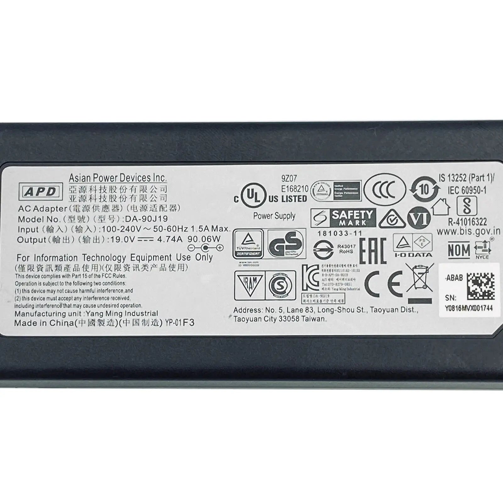 Original NB-90A19 DA-90J19 DA-90C19 19V 4.74A 90W APD AC Adapter for Western Digital WD PR4100 NAS PR-4100 NAS MY CLOUD EX4100