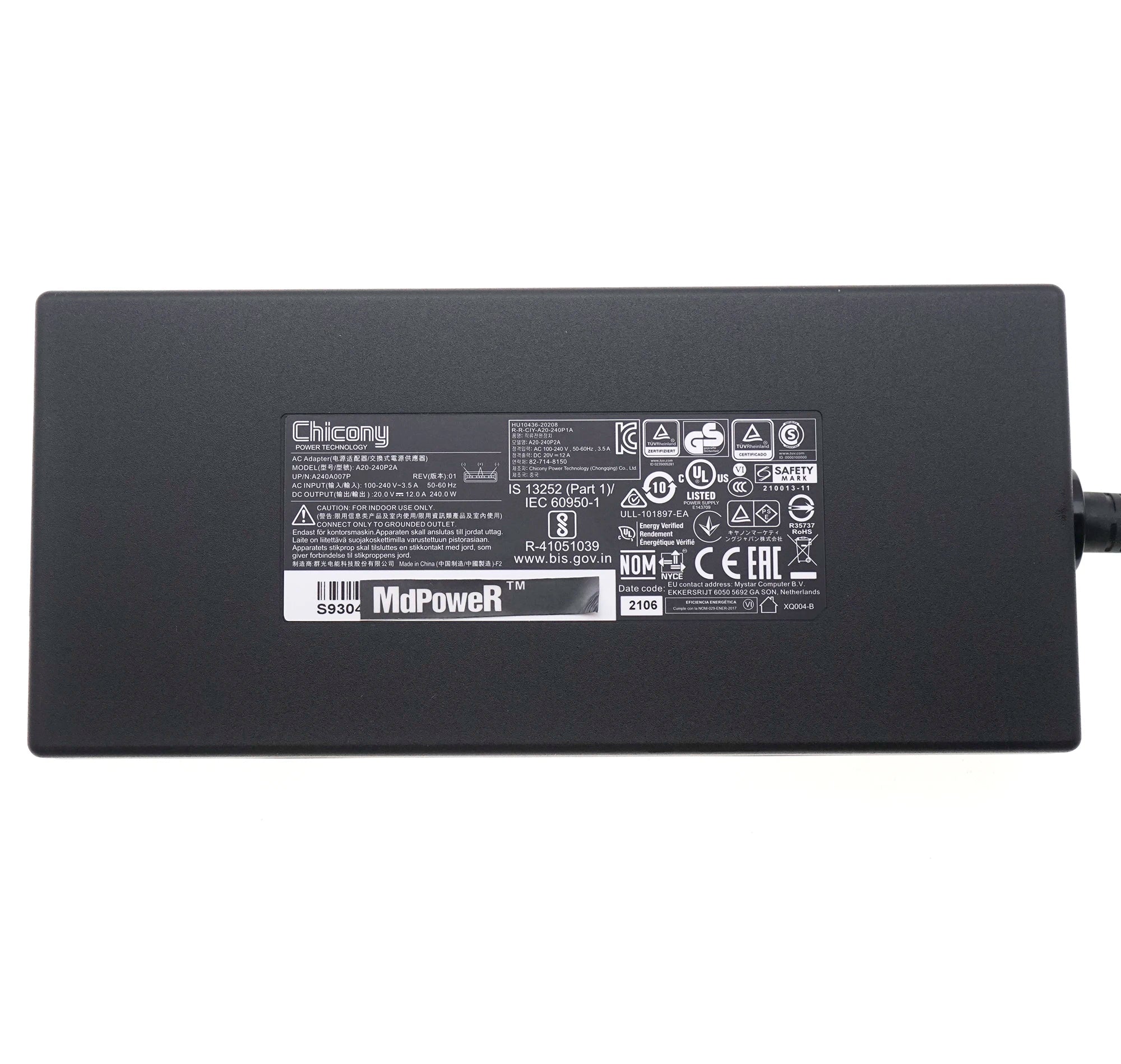 Genuine Chicony A20-240P2A 20V 12A 240W Power Supply AC Adapter For MSI GE66 GE76 GE77 Vector GP76 WE76 Stealth GS77 Charger