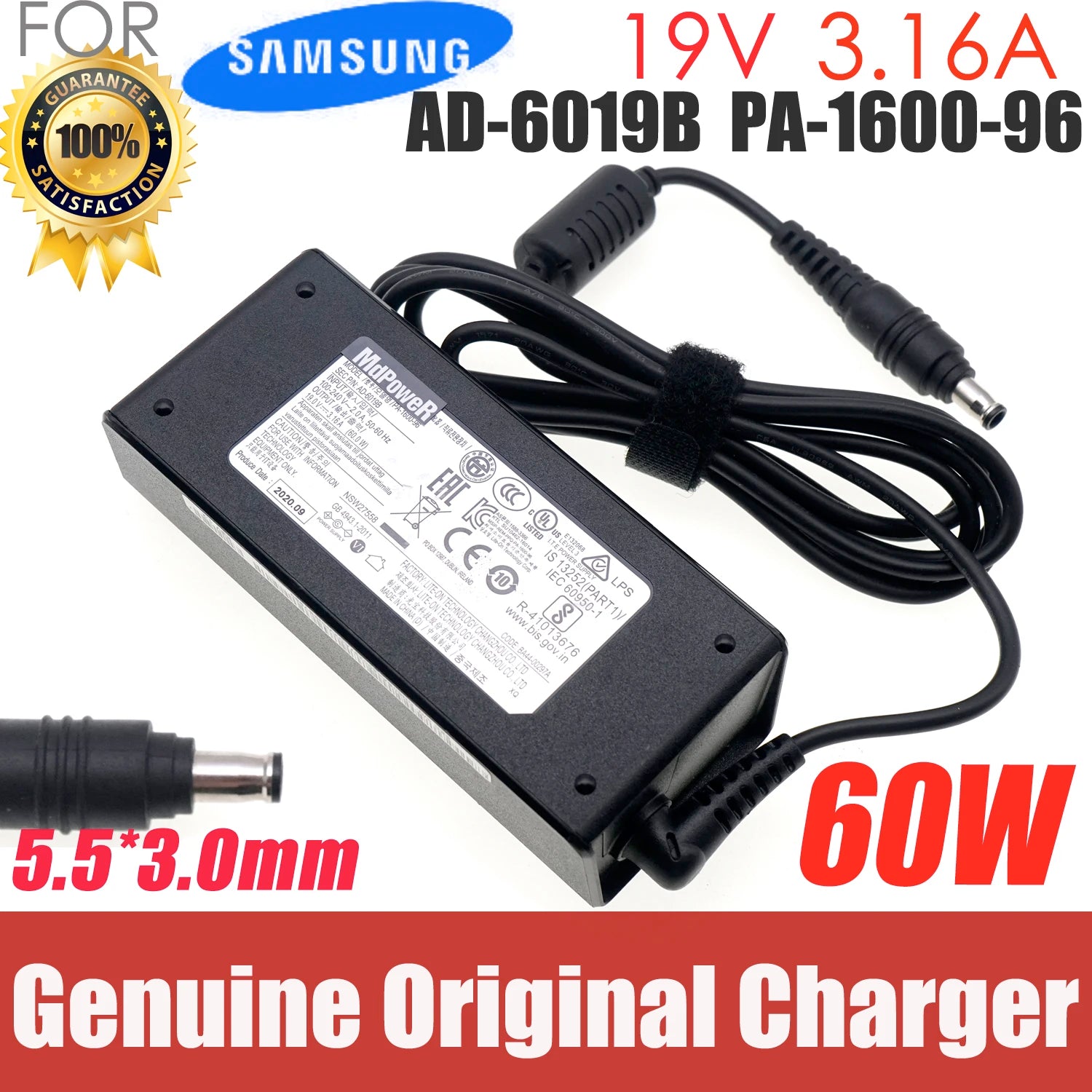 Original 19V 3.16A AD-6019B PA-1600-96 AC Adapter Power charger For Samsung R423 RV411 RF411 RV515 R540 R510 R522 R530 AD-6019R