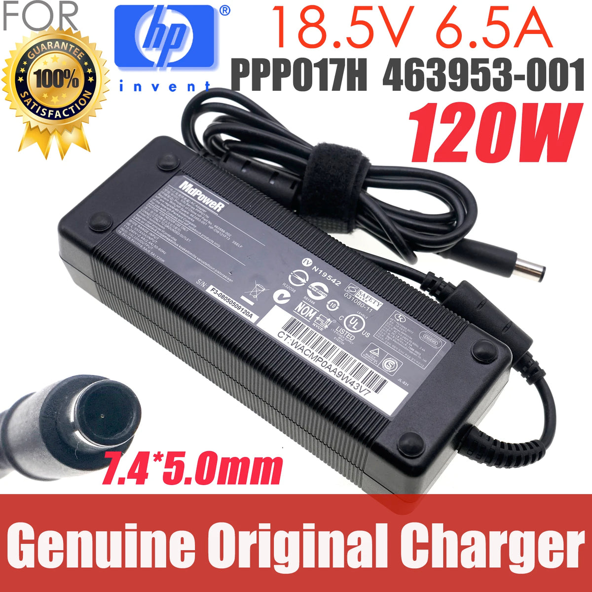 Genuine 18.5V 6.5A 120W PPP017H Laptop AC Adapter Charger for HP Elite 463953-001 463556-002 481420-002 power Supply HSTNN-DA01
