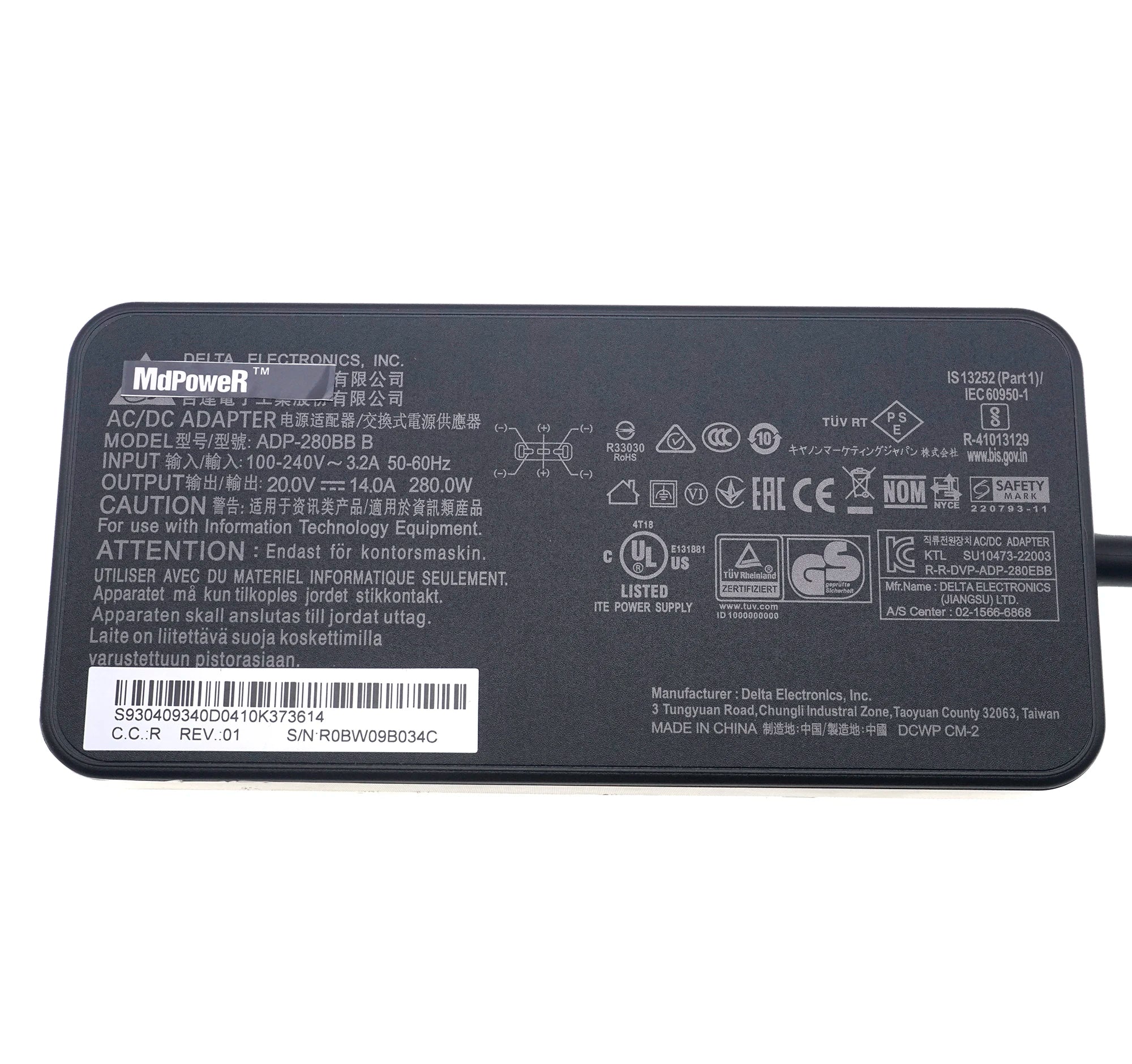 Original 20V 14A 280W ADP-280BB B AC DC Adapter Charger For MSI GE66 GE76 GP76 GP66 Power Supply Special USB Tip