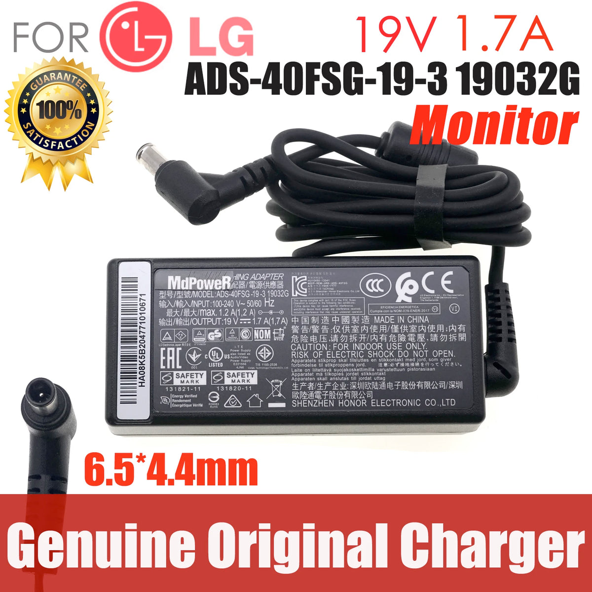 Genuine AC Adaptor Charger MBA1346 19V 1.7A For LG Switching Adapter ADS-40SG-19-2 19032G Portable Bluetooth Speaker, Model PK7