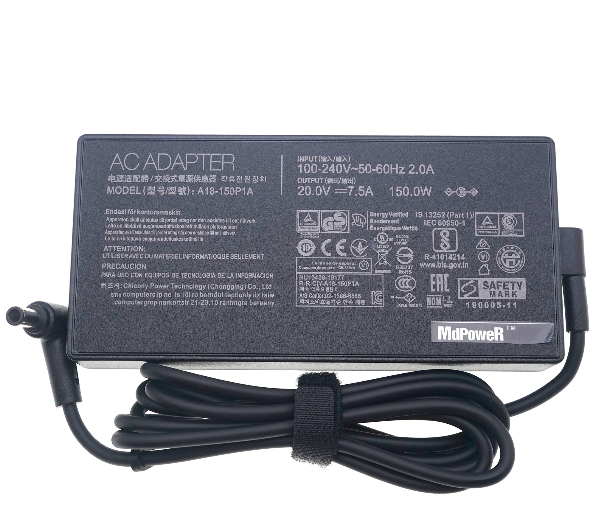 20V 7.5A 150W FOR Asus Laptop AC Adapter 6.0*3.7mm ADP-150CH B A18-150P1A Charger FX505 FX505D FX505DU FX505DT FX95G/D FX95GT