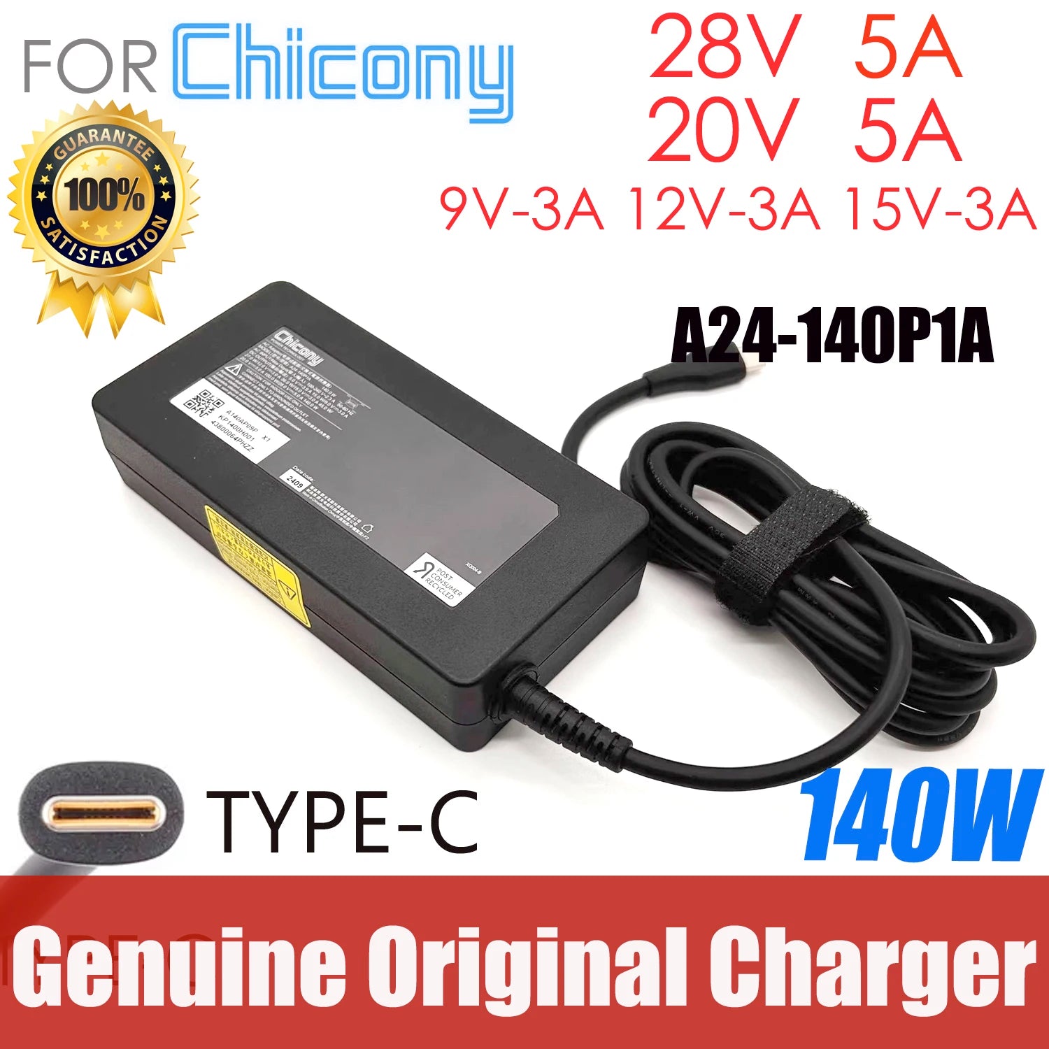 Genuine Chicony A24-140P1A  A140AP09P 28V 5A140W USB-C Type AC Adapter Charger 140W Laptop Power Supply