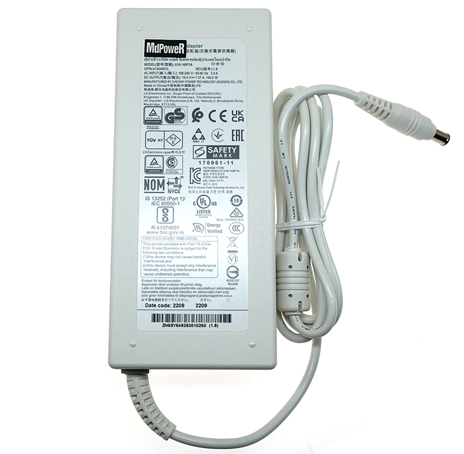 Original ADS-150KL-19N-3 190140E 19V 7.37A Switching AC Adapter Charger for LG 27BL85U-W A16-140P1A LED Monitor Power Supply