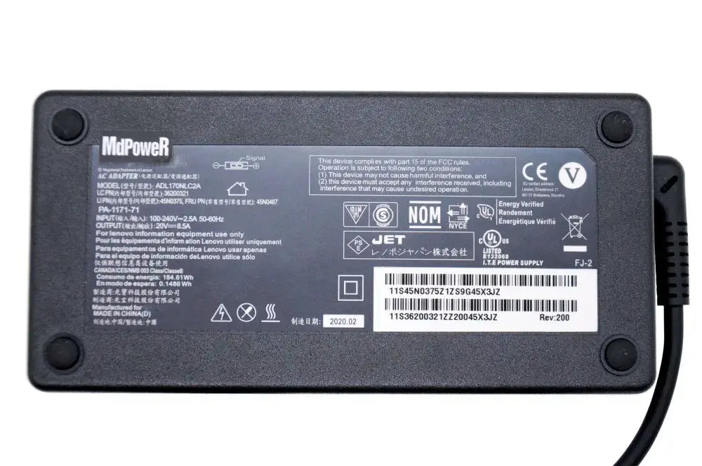 Original ADP-170CB B ADP-170CBB 20V 8.5A 170W Laptop Charger for Lenovo ThinkPad T440p W541 AC Adapter ADL170NLC3A ADL170NLC3A