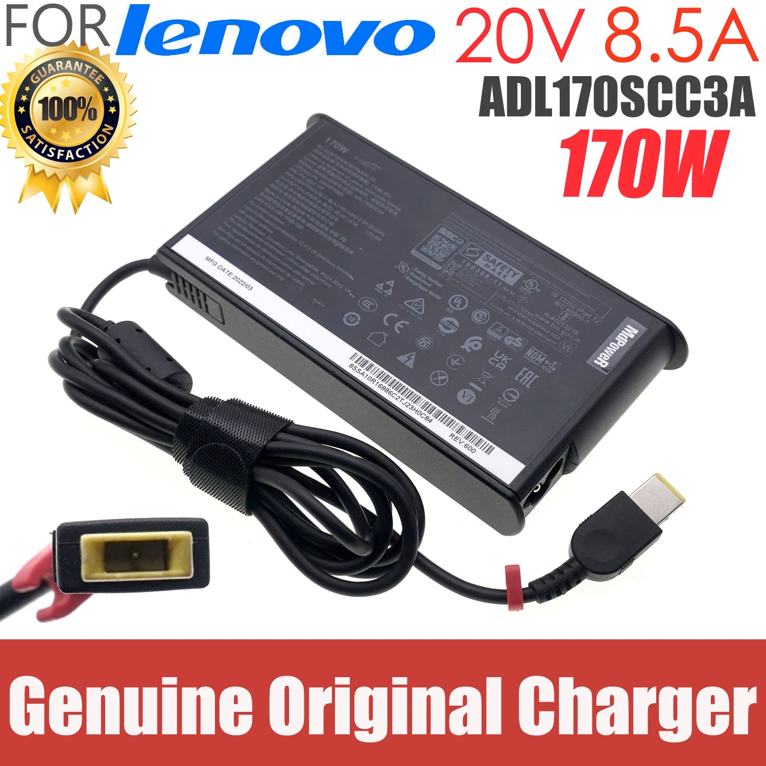 For Leovo 20V 8.5A 170W Orginal  Power Adapter ADL170NLC3A ADL170SDC3A For Lenovo Thinkpad W540 T540p T440p P50 P51 W541 Y520