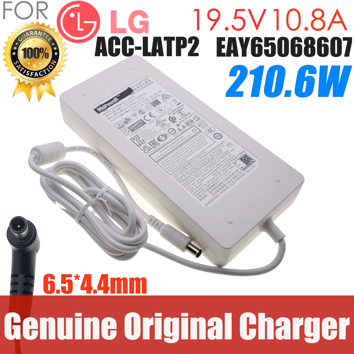 Original For LG 34WP88C-B 27UP850-W 27" 4k LED Monitor Power Supply ACC-LATP1 EAY65068604 EAY65068601 19.5V 10.8A AC Adapter OEM