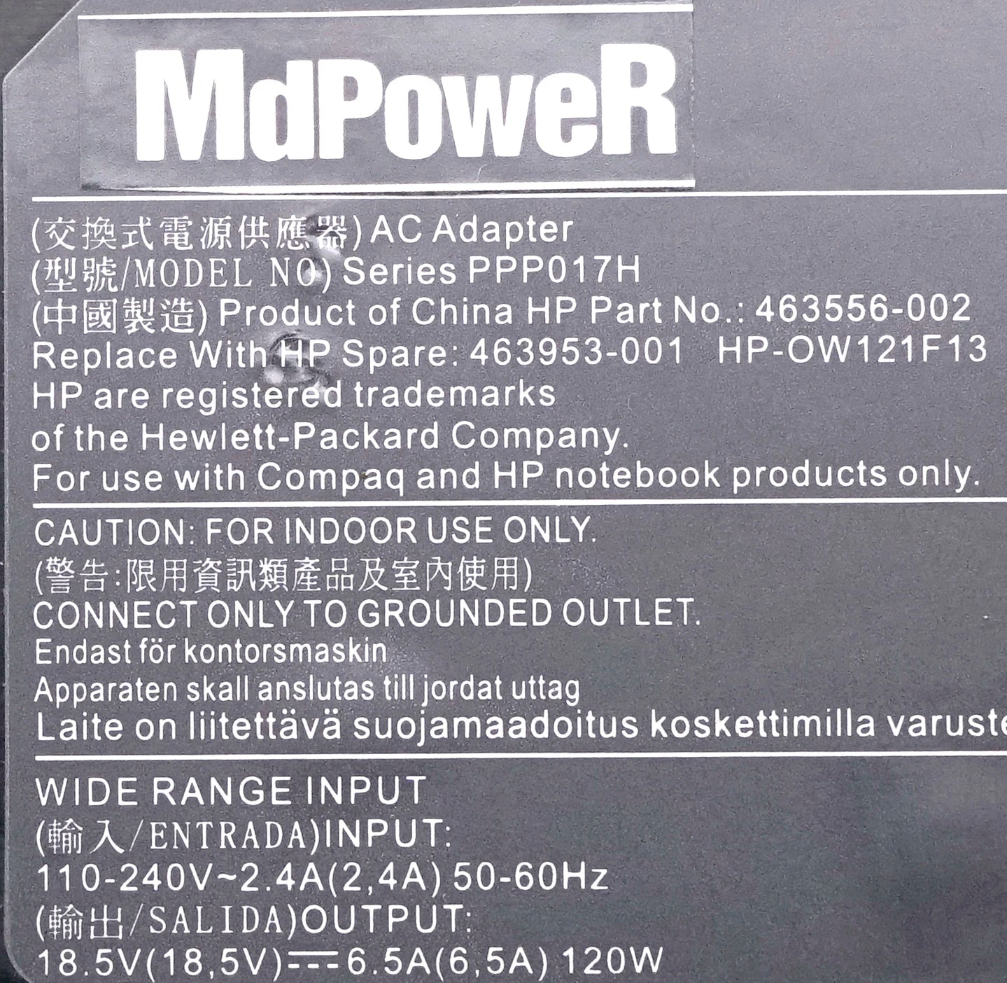 Genuine 18.5V 6.5A 120W PPP017H Laptop AC Adapter Charger for HP Elite 463953-001 463556-002 481420-002 power Supply HSTNN-DA01