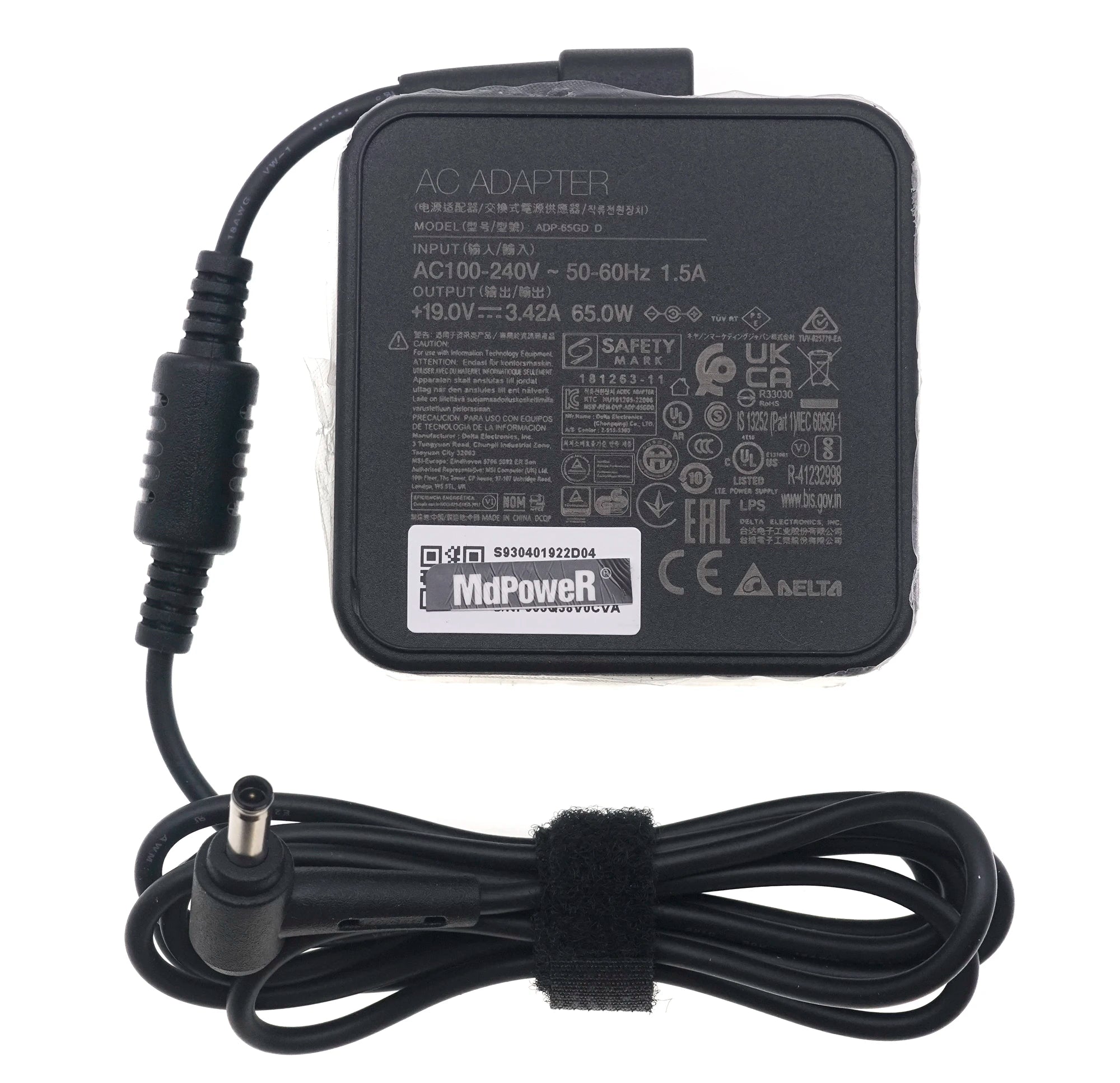 Original DELTA ADP-65GD D Power Adapter 19V 3.42A 65W 4.5x3.0mm For MSI Modern 15 MS-1552 Modern 14 Laptop Charger S930401922D04