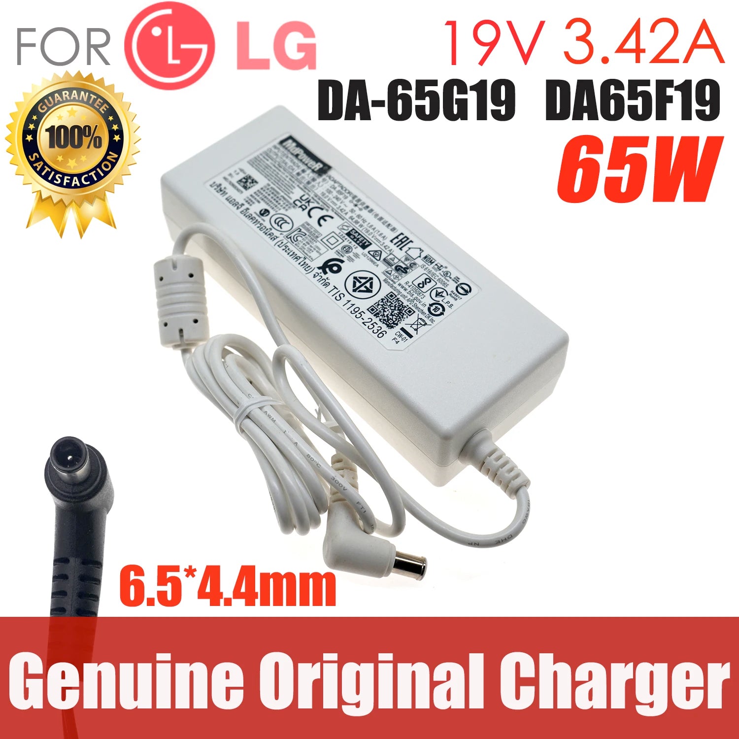 Original AC DC Adapter Charger for LG LCAP39 DA-65G19 34UM65 25UM65 25UM64 7MP58HQ 27MP58VQ LCAP21A LCAP51 Monitor Power Supply