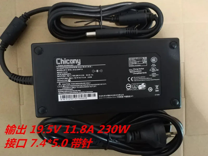 Genuine Chicony A12-230P1A 19.5V 11.8A A230A011L ac power supply Adapter for MSI GE73VR GT72S GE63VR GE75 GT72VR laptop adapter