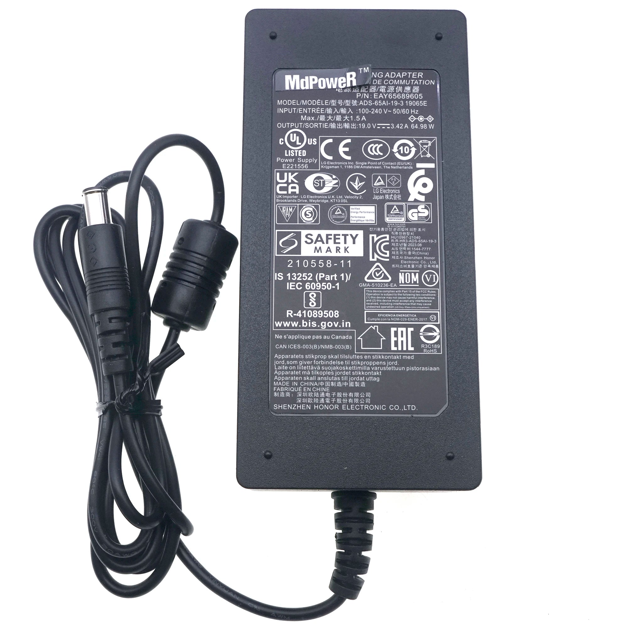 Original AC Switching Adapter ADS-65AI-19-3 65W Charger for LG LED TV Monitor Power Supply LCAP40 DA-65G19 PA-1650-68