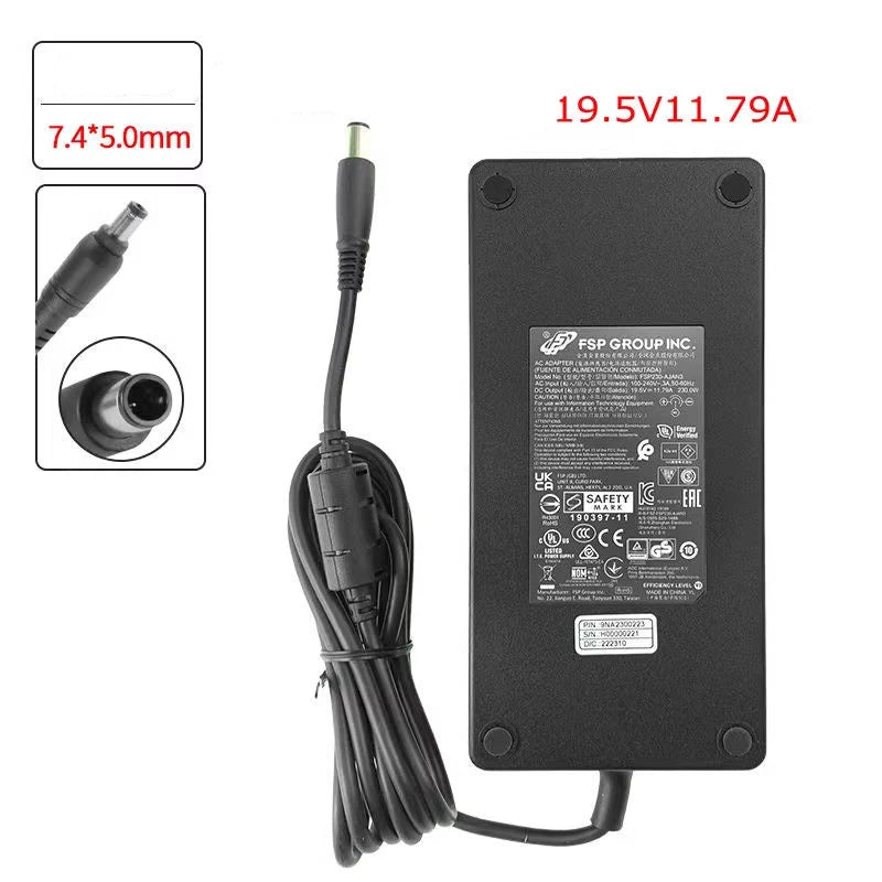 Genuine OEM FSP AC Adapter FSP230-AJAN3 19.5V 11.79A 230W Gaming Laptop Charger Power Supply 7.4*5.0mm