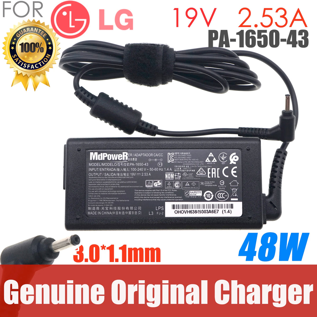 Original new 19V 2.53A FOR LG gram AC adapter 17Z90N-V.AA72A8 ADS-48MS-19-2 19048E 17Z990-R 15Z995-R Power supply Charger