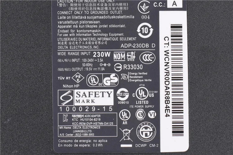 Genuine 609836-001 19.5V 11.8a 230w ac power adapter for hp 1 HSTNN-DA12S ELITEBOOK 8740W 8760W 8530p 8770W 8560W 8540P 8440w