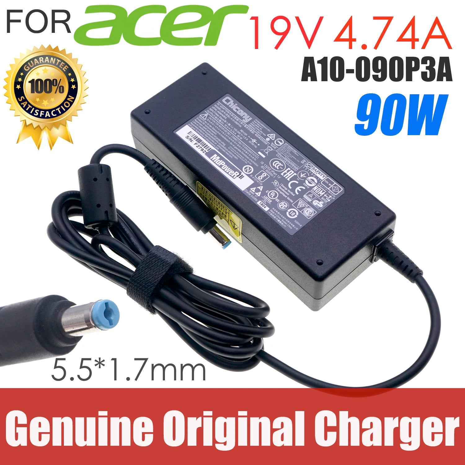 A10-090P3A Chicony AC Power Adapter 19V 4.74A 90W For Acer Aspire 3020 5670 7110 9500 Charger A090A029H FSP090-DMBF1 PA-1900-32
