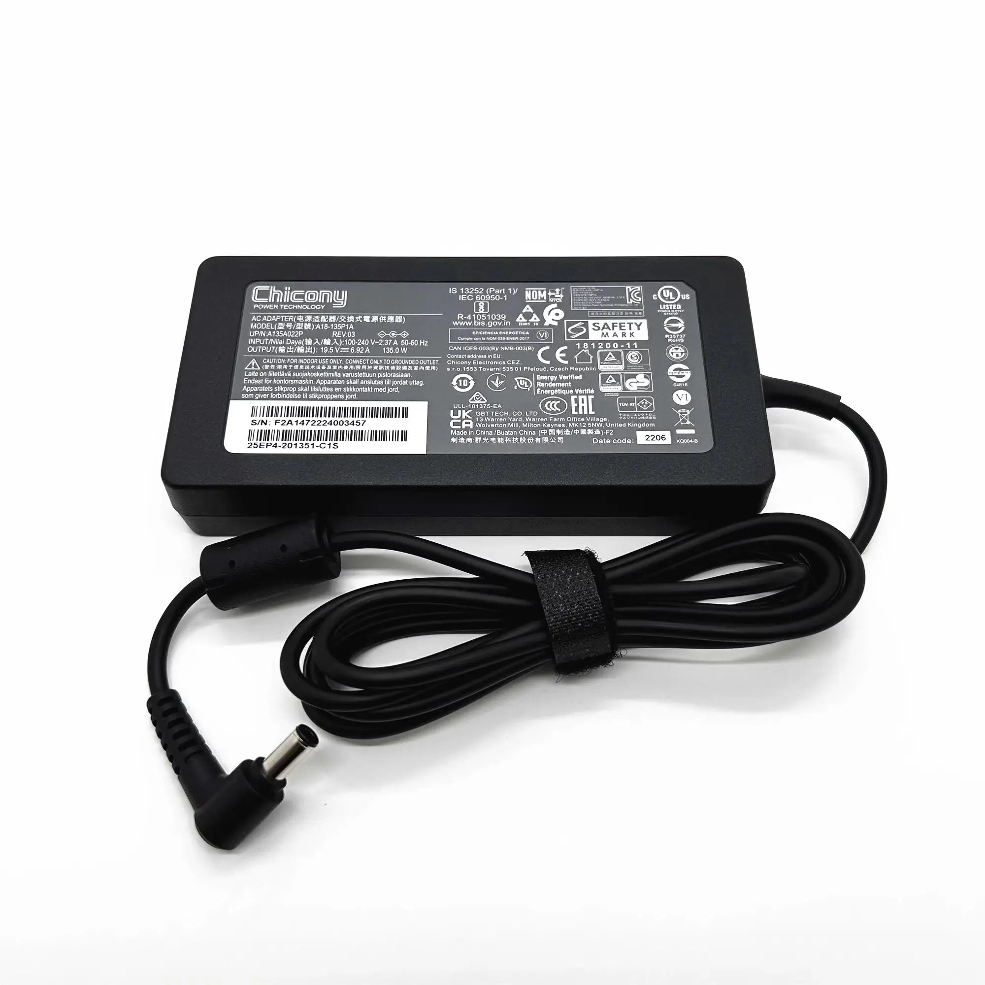 Original A18-135P1A A135A022P Chicony 19.5V 6.92A 135W  AC Adapter Charger 5.5x2.5mm For MSI Laptop Power Supply Genuine OEM