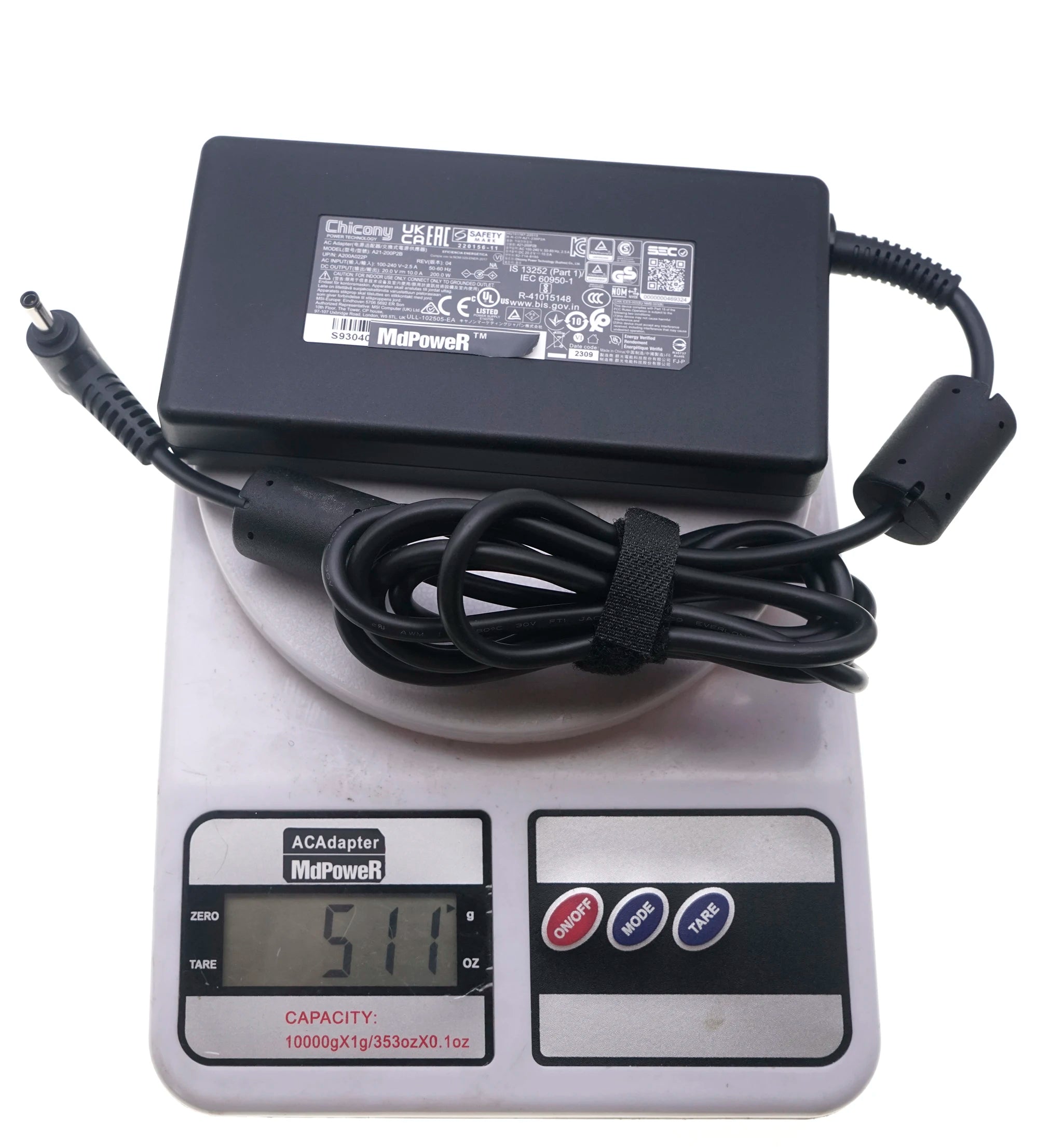 Genuine OEM Chicony 20V 10A 200W A21-200P2B A200A022P Laptop AC Adapter Charger for MSI Stealth 14 Studio MS-14K Gaming Notebook