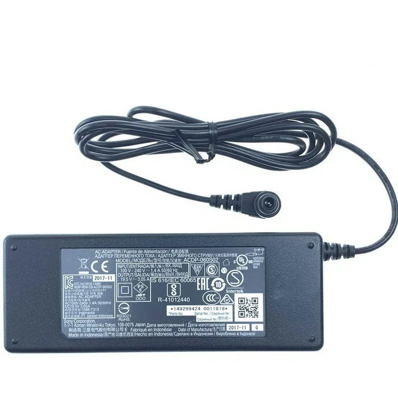 For Sony ACDP-060S02 ACDP-060S01 TV AC Adapter KDL-42W650A VPCEH38EC KLV-32EX330 KDL-32R433B KDL-32R420B KDL-40R510C 19.5V 3.05A