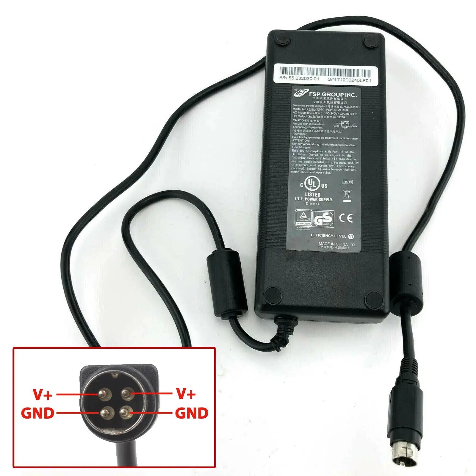 Genuine FSP FSP150M-AHA FSP150-AHA AC Switching Power Adapter 12V 12.5A 150W 4PIN (Din) Power Supply Charger Original