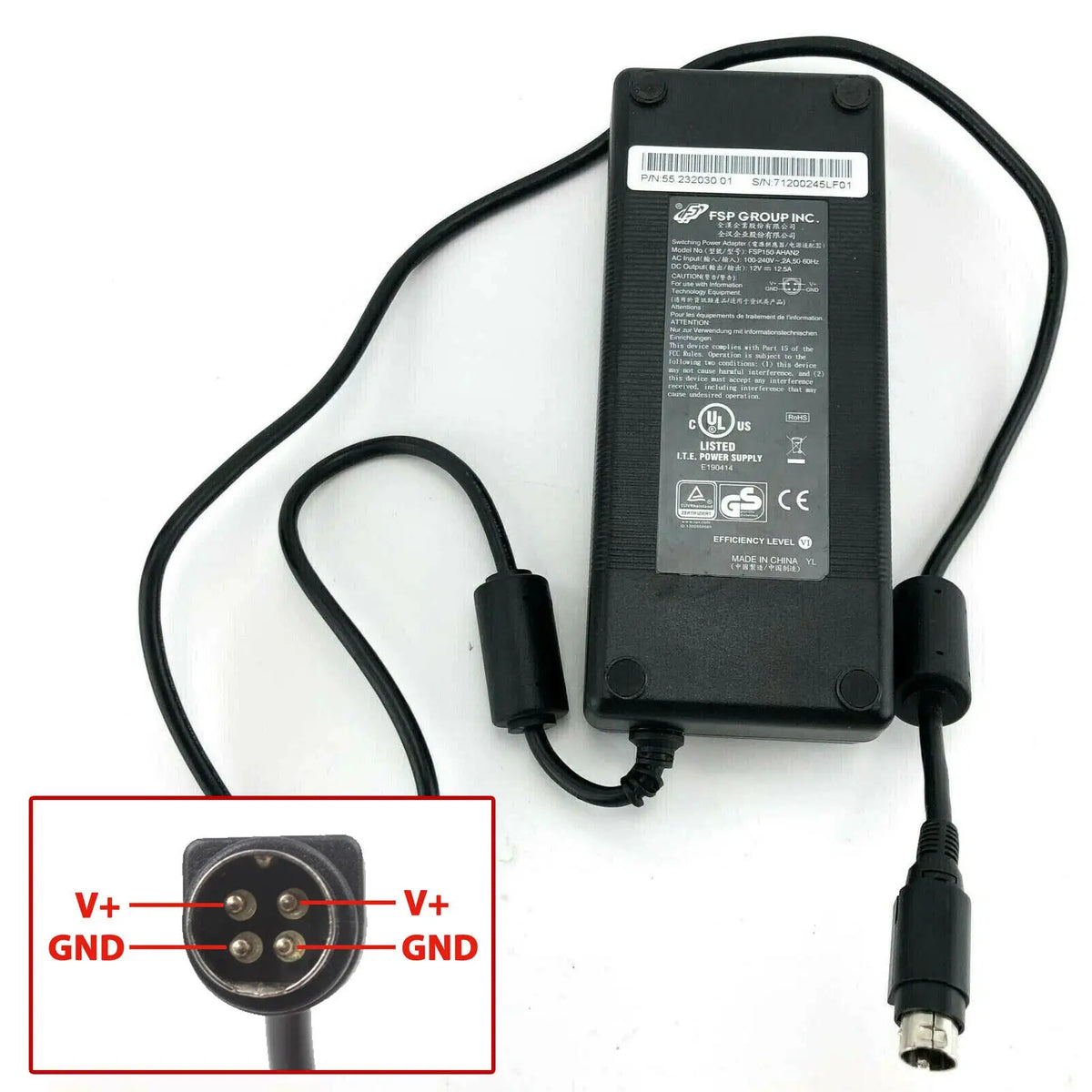 Genuine FSP FSP150M-AHA FSP150-AHA AC Switching Power Adapter 12V 12.5A 150W 4PIN (Din) Power Supply Charger Original