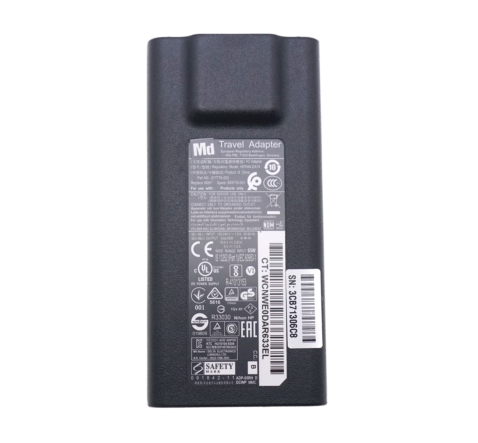 Original HSTNN-DA14 19.5V 3.33A 5V 1A 65W Slim AC adapter For HP Pavilion 15 7.4*5.0 4.5*3.0 4.8*1.7mm Envy14 15 693716-001 45W