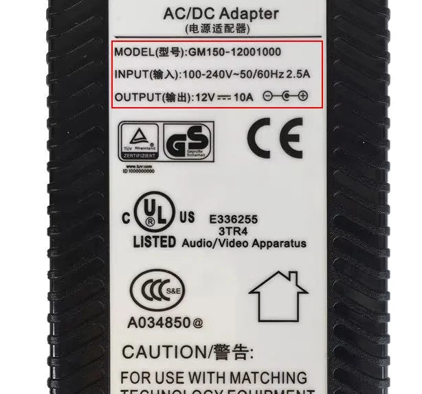 Original GM150-1201000 AC/DC Adapter GVE 12V 10A 120W Charger 5.5x2.5mm Power Supply Genuine
