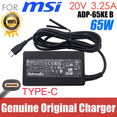 Genuine Delta AC Adapter ADP-65KE B Type-C 65W 20V 3.25A Charger For MSI Summit E13 Flip Evo A11MT-253US 13.4" 2-in-1 Laptop