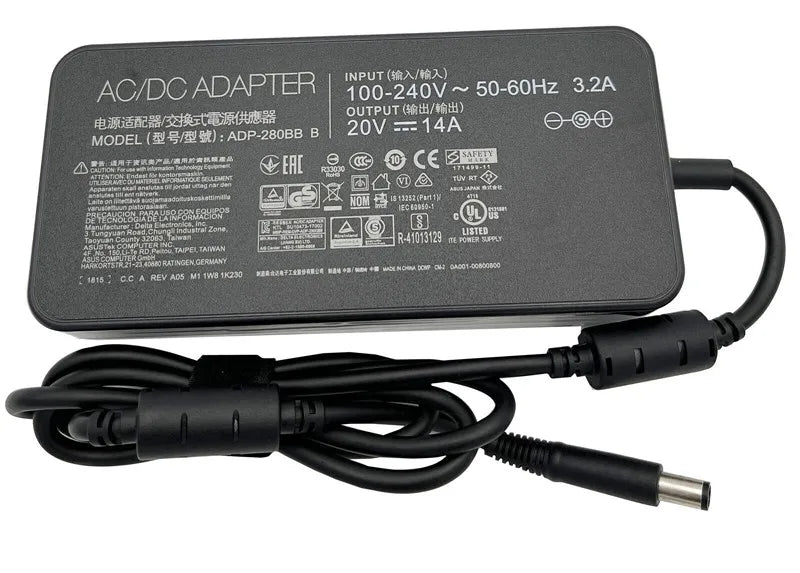 Genuine 20V 14A 280W 7.4*5.0mm AC Adapter Charger For Asus ADP-280BB B MSI GL65 Leopard 10SFSK-493 GE75-9SF Laptop Power Supply