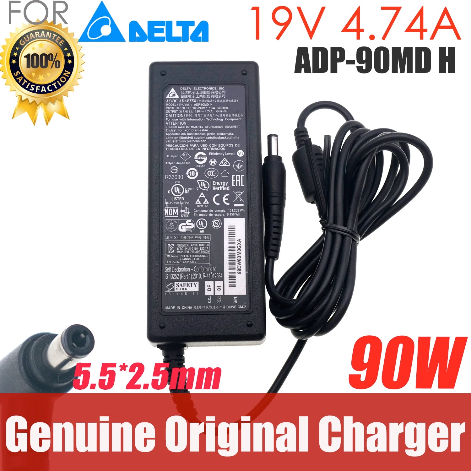 Genuine Delta ADP-90MD H AC/DC Adapter Charger 19V 4.74A 90W Original For ASUS Laptop Power Supply 5.5*2.5mm ADP-90MD H