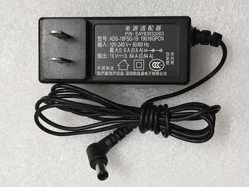 Original US Plug AC Adapter Charger 19V 0.84A For LG 9M38D 20M35D LCD Monitor Power Supply ADS-18FSG-19 19016GPCN EAY63032003