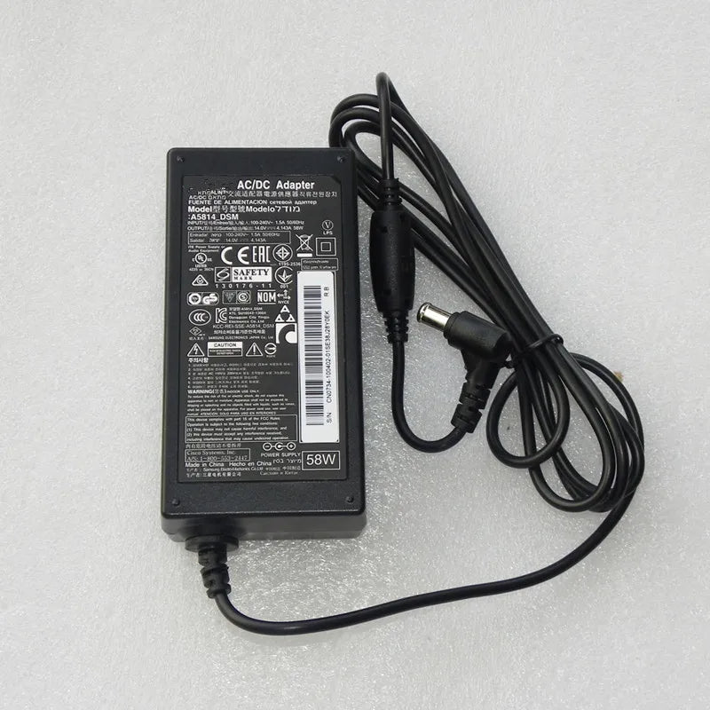 Original 14V 4.143A 4.14A 58W AC/DC Adapter Charger A5814_FPN A5814_DSM For Samsung SyncMaster T27A750 PS30W-14J1 TC242 S24D590L