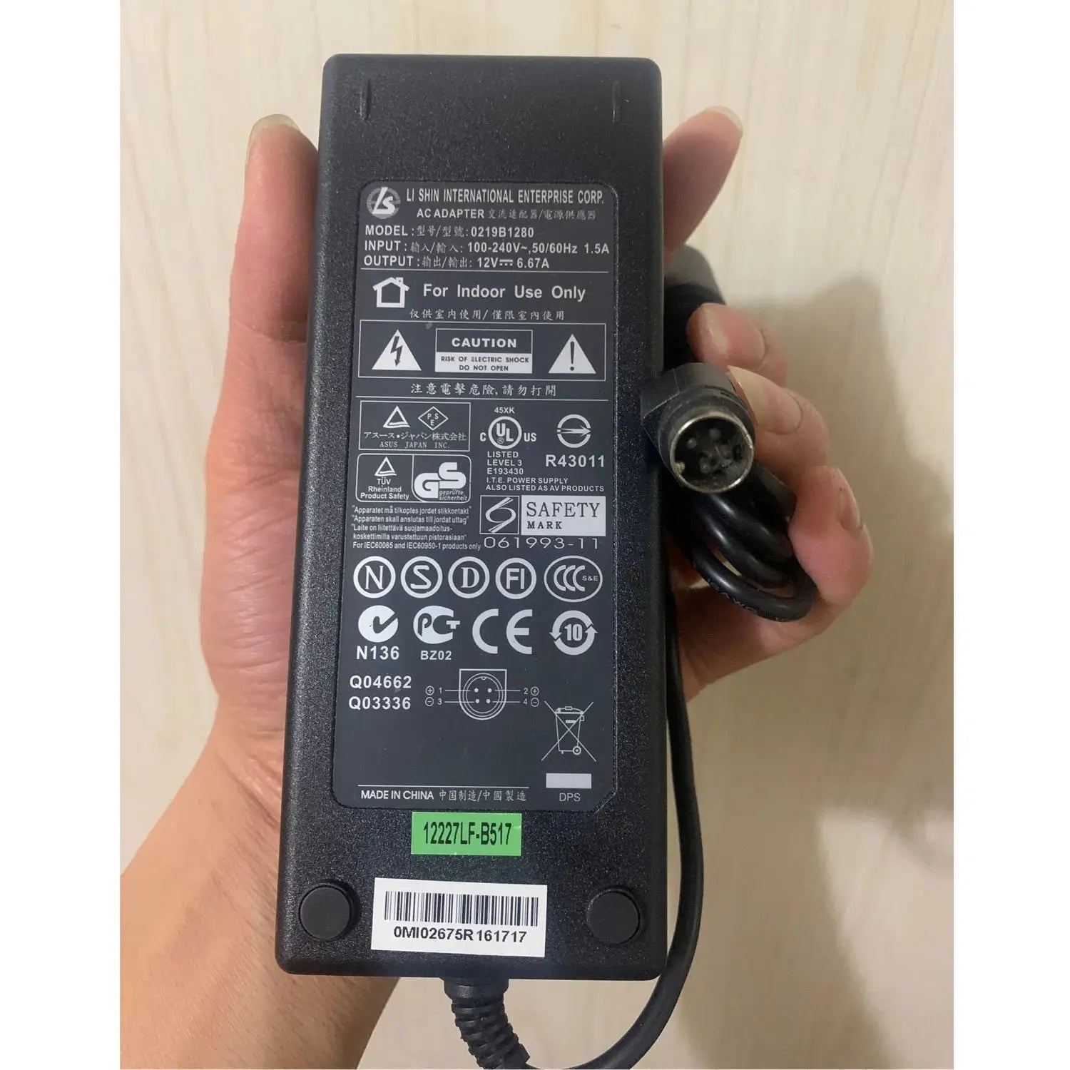 Genuine LI SHIN 12V 6.67A 80W AC Adapter For ASUS PW201 CINTIQ UX21 Monitor Power Supply LSE111C1280 0227B12100 0219B1280