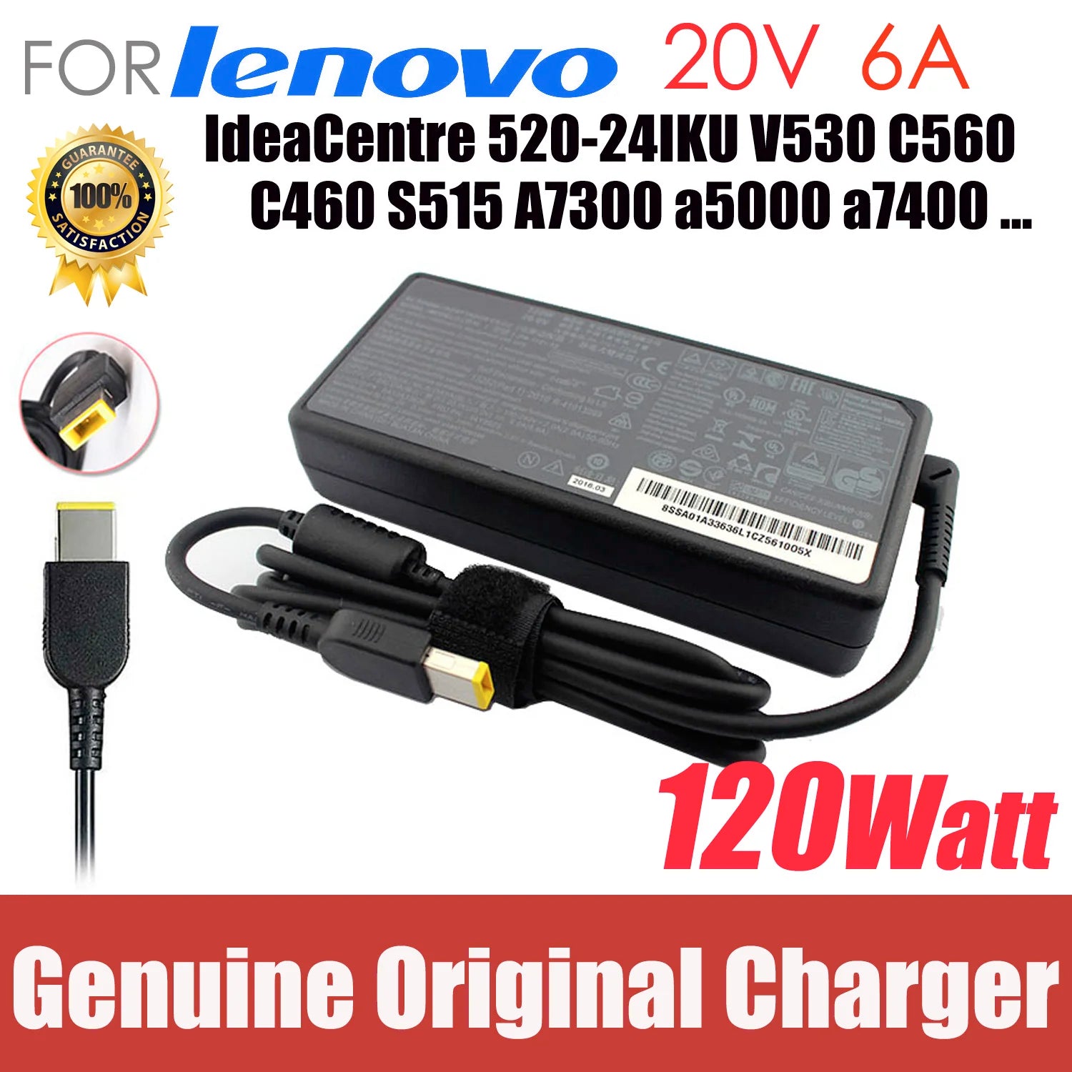 Original 20V 6A ac adapter for Lenovo IdeaCentre 520-24IKU V530 C560 C460 S515 A7300 a5000 a7400 all-in-one pc power supply