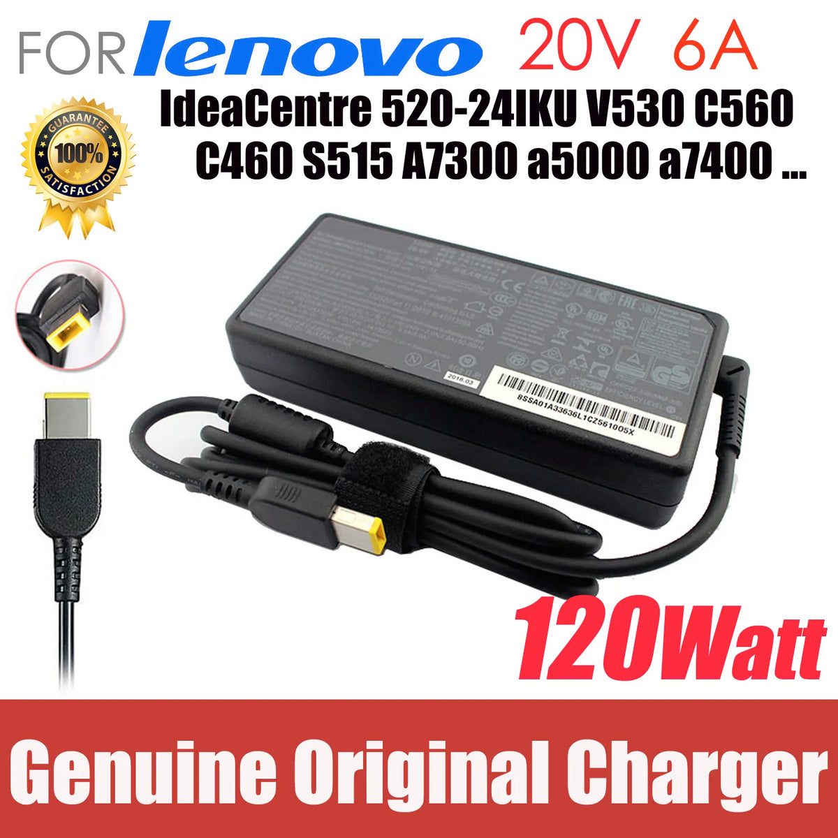 Original 20V 6A ac adapter for Lenovo IdeaCentre 520-24IKU V530 C560 C460 S515 A7300 a5000 a7400 all-in-one pc power supply