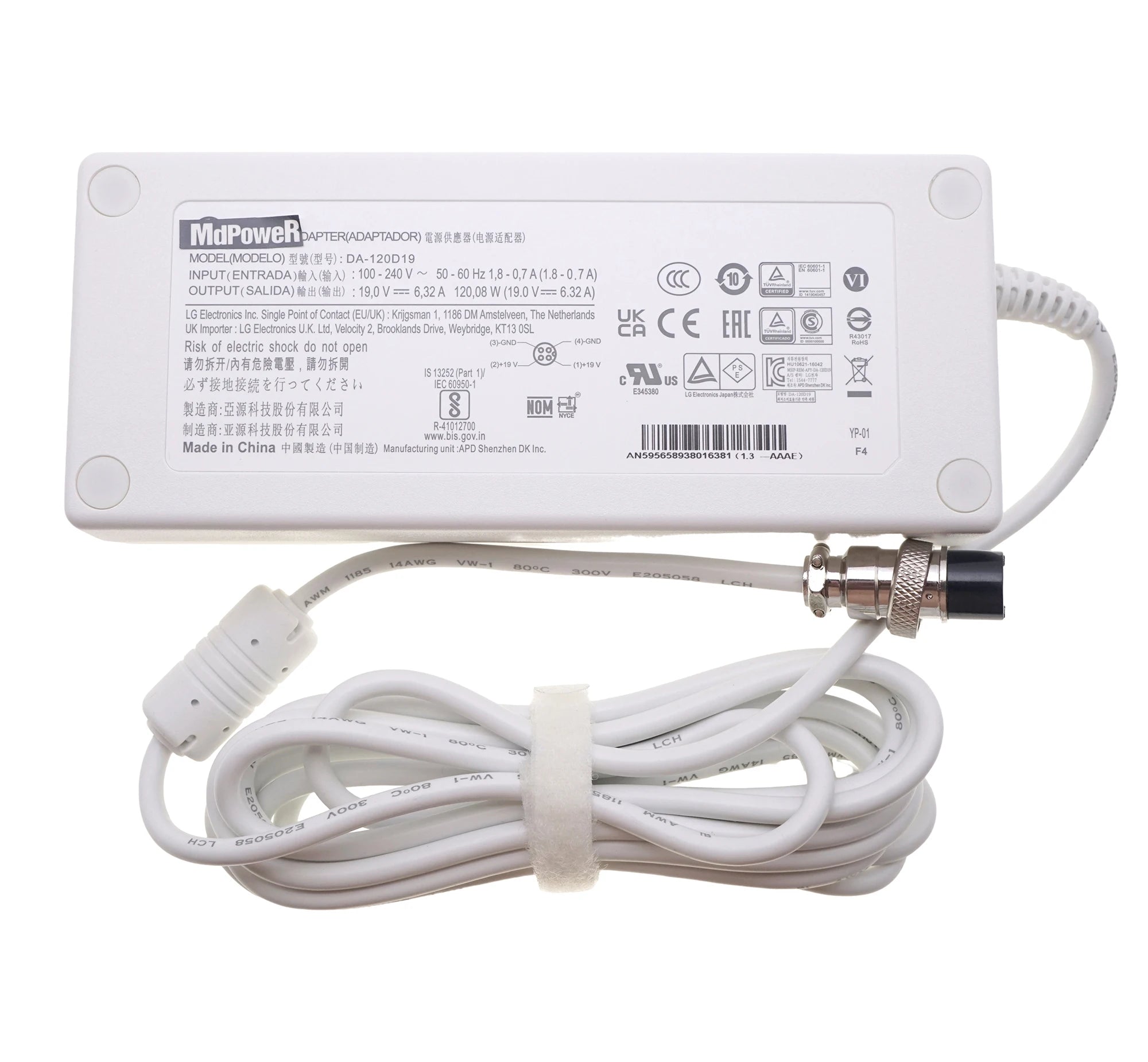 Original 19V 6.32A FOR LG AC/DC Adapter 27HJ713S-W MLW-2750UH 2EAY64449406 Medical White Surgical Monitor power supply DA-120D19