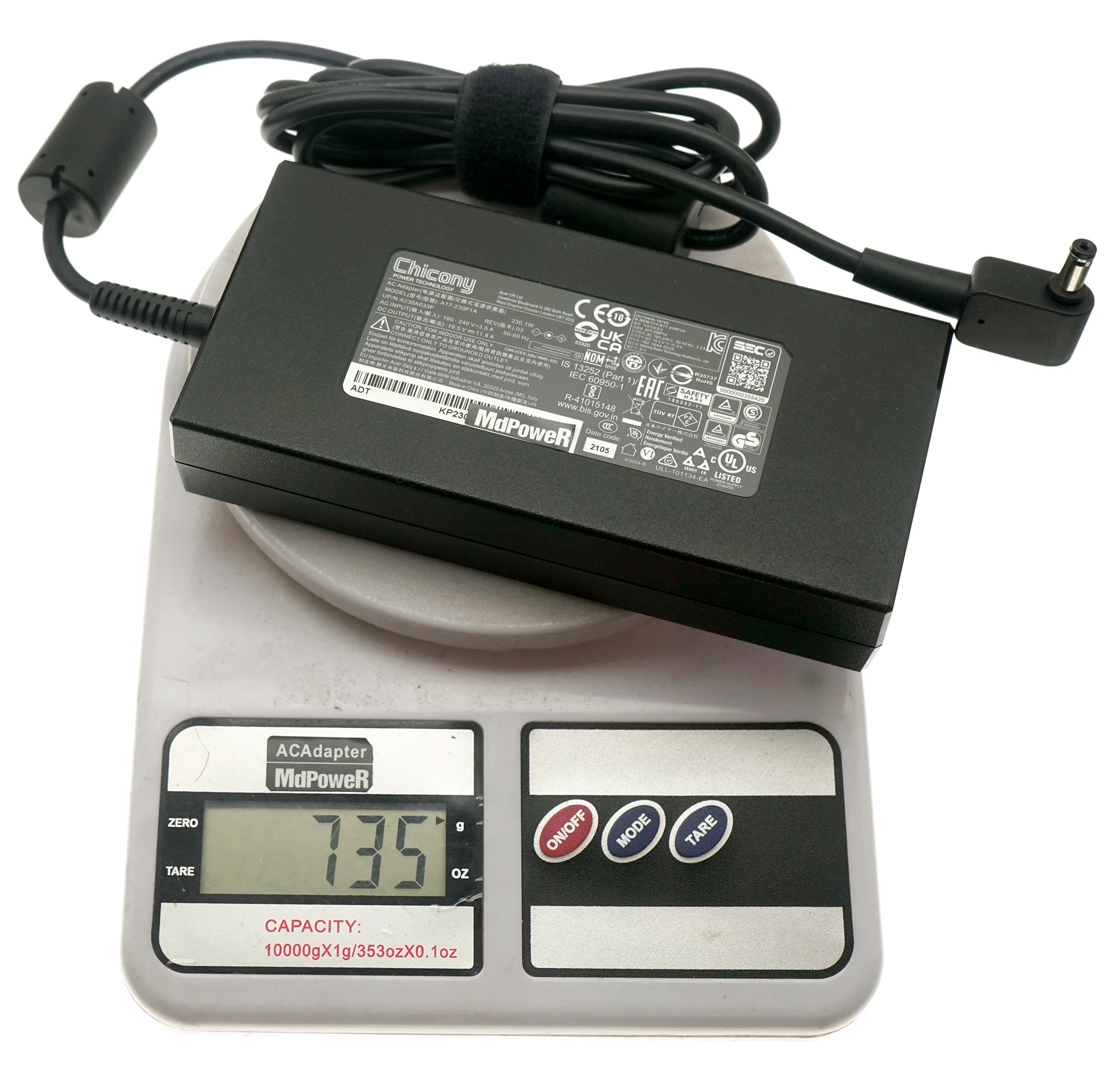 Genuine Chicony 19.5V 11.8A 230W A17-230P1A AC Adapter For Acer Predator Triton 500 PT515-52-73L3 Gaming Laptop Power Supply
