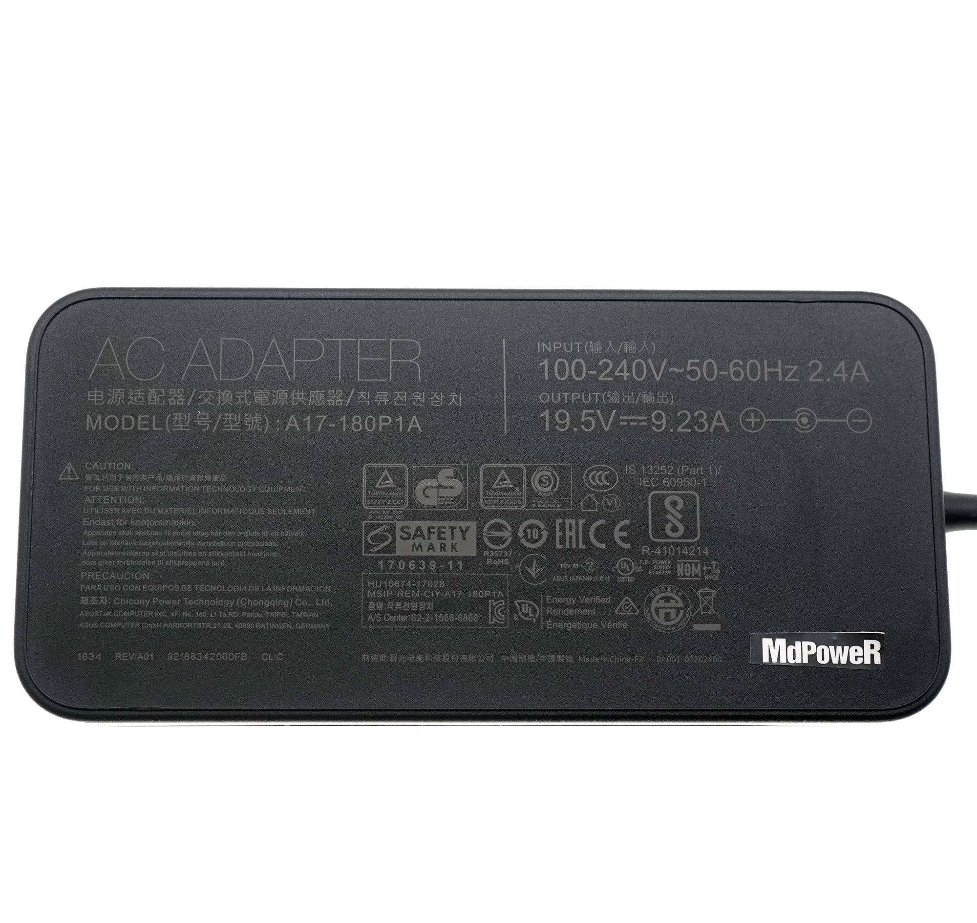 Genuine Laptop Charger For Asus A17-180P1A S7C GL504 FX95DU GX531 GM501 GL504G FX95G FX505G 19.5V 9.23A 180W ADP-180UB BB A