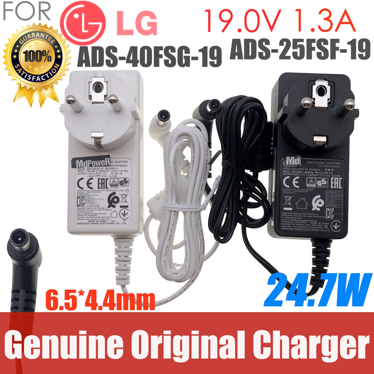 WHITE 19V 1.3A AC Adapter Charger LCAP26-E For LG LCD Monitor 24MP47H ADS-40FSG-19 ADS-25FSF-19 19025GPG-1 PSU LCAP26-A EU Plug