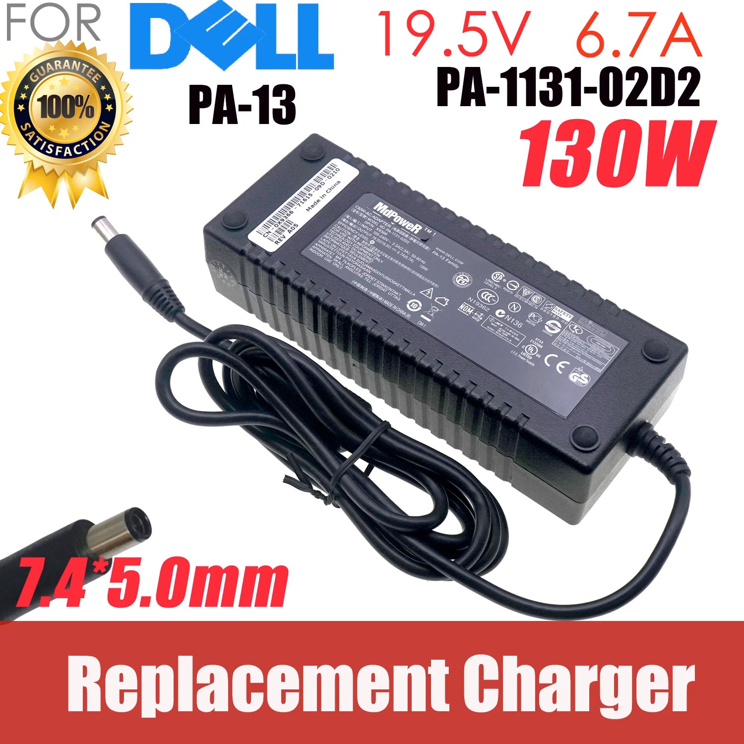 Genuine 19.5V 6.7A 130W PA-1131-02D2 PA-13 AC Adapter Charger For Dell Studio 1535 1536 XPS 14 Laptop Power Supply LA130PM121