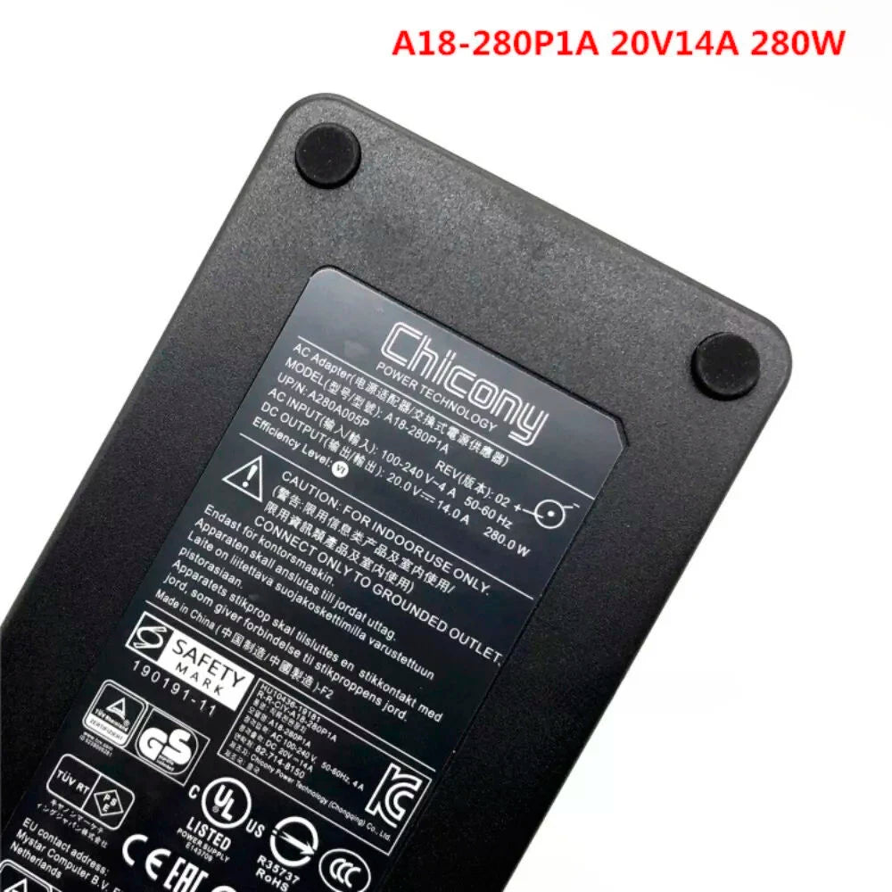 New Genuine Chicony A18-280P1A 20V 14A 280W Laptop Adapter Charger For Schenker XMG NEO 15-E22qrn Gigabyte AORUS 15X ASF/RTX4070