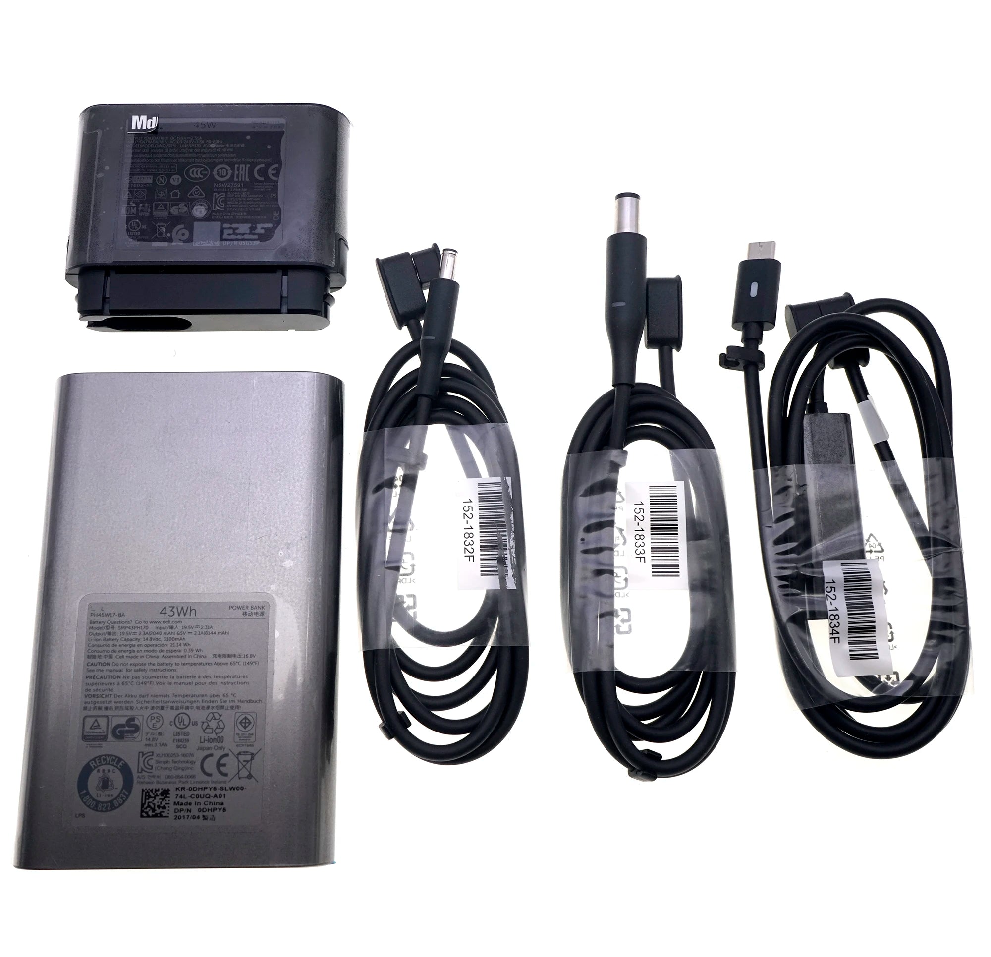 19.5V 2.31A 45W laptop AC Adapter 10000mAh Power bank 43Wh for Dell DP/N:05G53P 0DHPY5 TYPE-C SMP43PH170 LA45NM170 PH45W17-BA
