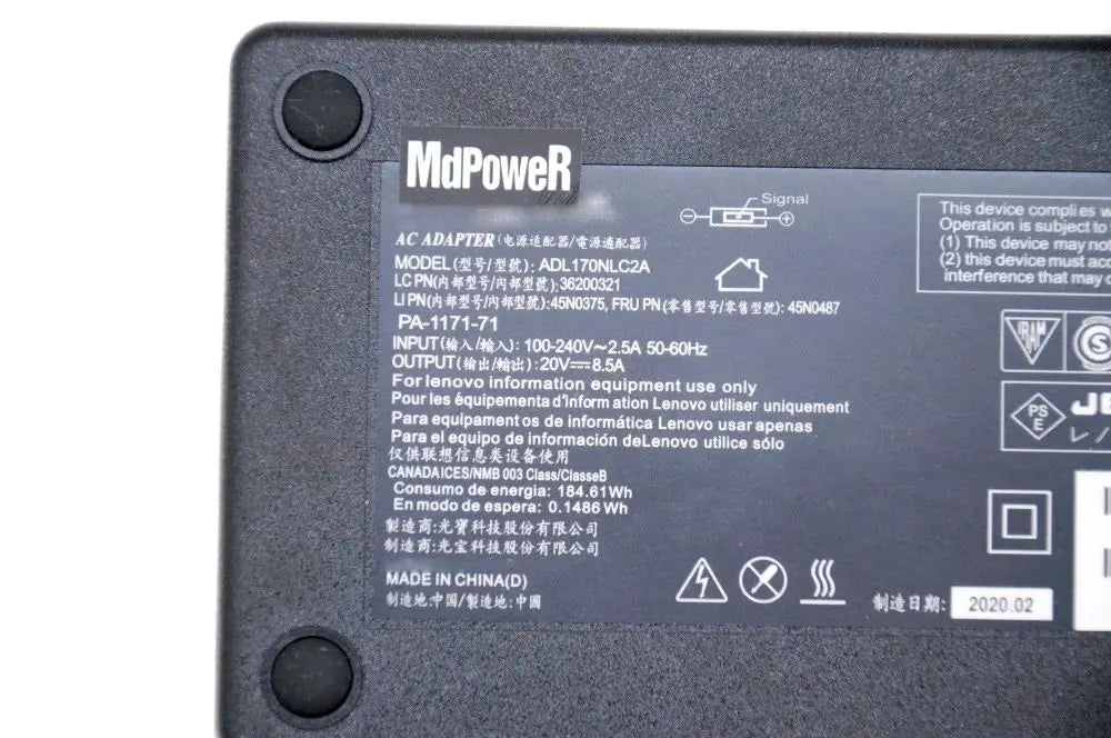 Original ADP-170CB B ADP-170CBB 20V 8.5A 170W Laptop Charger for Lenovo ThinkPad T440p W541 AC Adapter ADL170NLC3A ADL170NLC3A