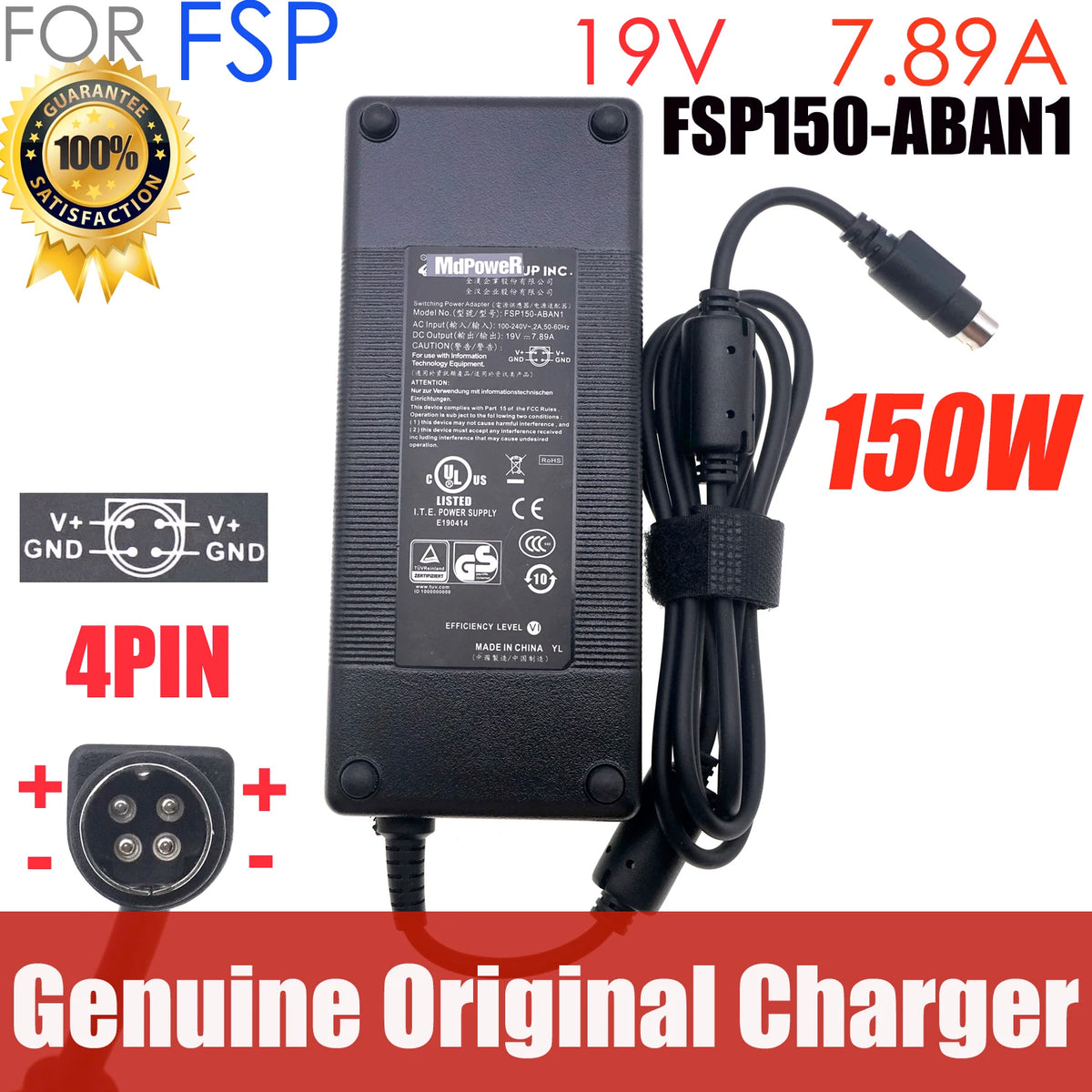 Genuine FSP 19V 7.89A 150W 4PIN FSP150-AAA AC Power Supply Adapter For TOBII TX300 GETAC X500 FSP150-ABAN2 FSP150-ABBN1 Charger